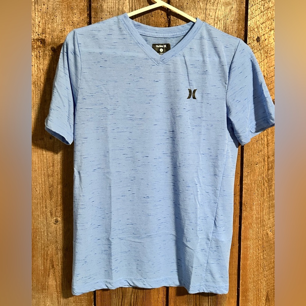 Hurley Light Blue Speckled V-Neck Boys Tshirt - Size L (12-13 years)